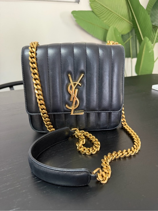 Saint Laurent Handbags - Saint Laurent Black Quilted Leather Crossbody with Gold Hardware